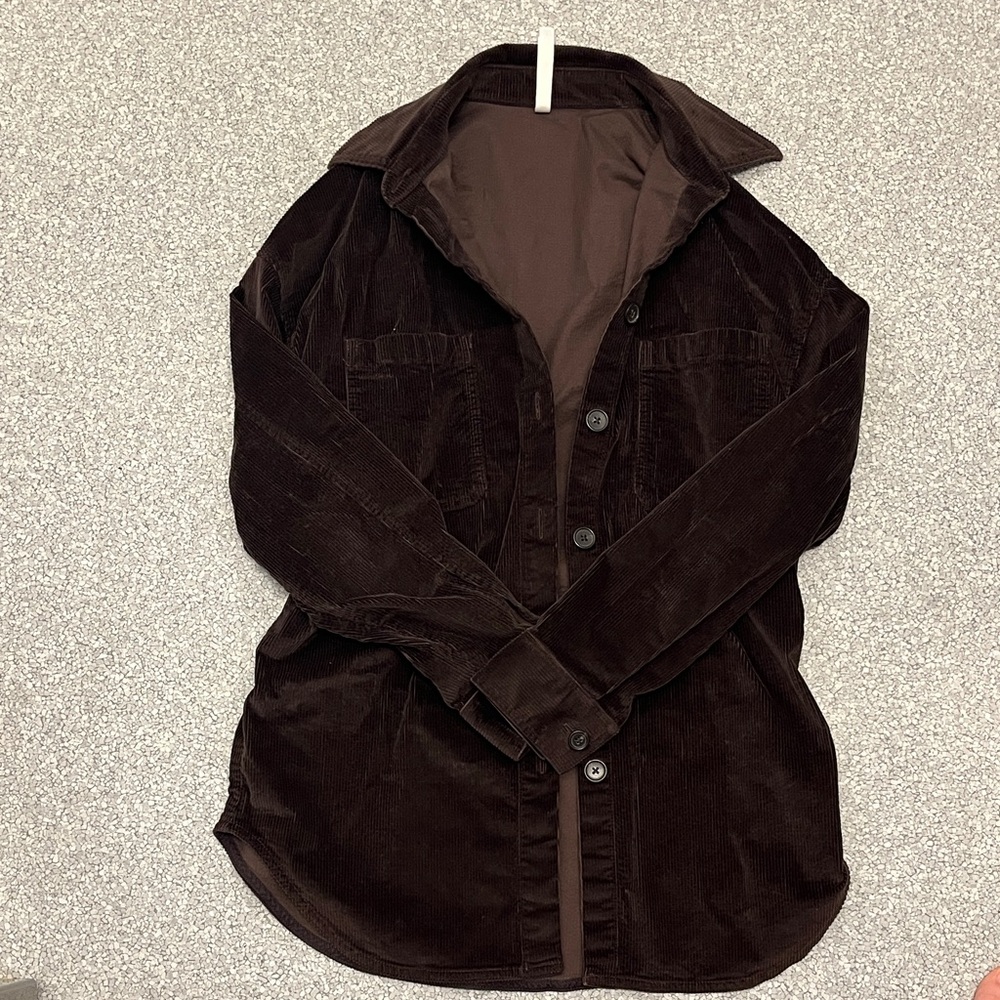 Dark Brown Corduroy Oversized Babaton Shirt Jacket